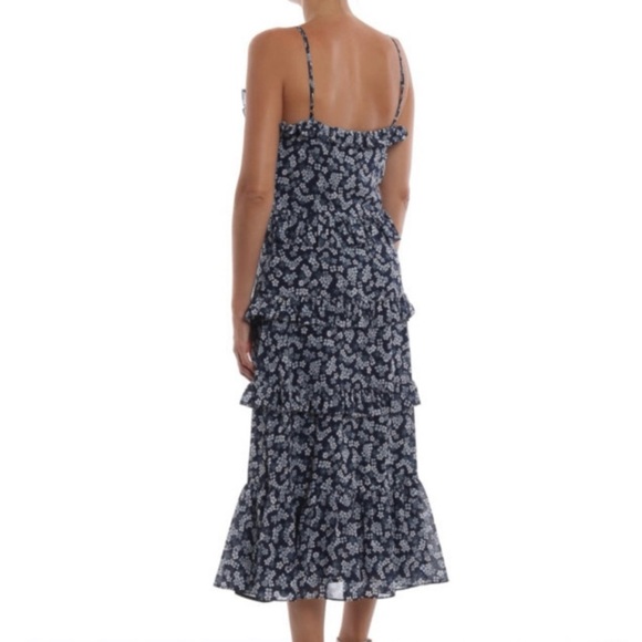 $225 MICHAEL KORS FLOWER TIERED GEORGETTE MIDI DRESS SIZE M WORN ONCE - Picture 6 of 6